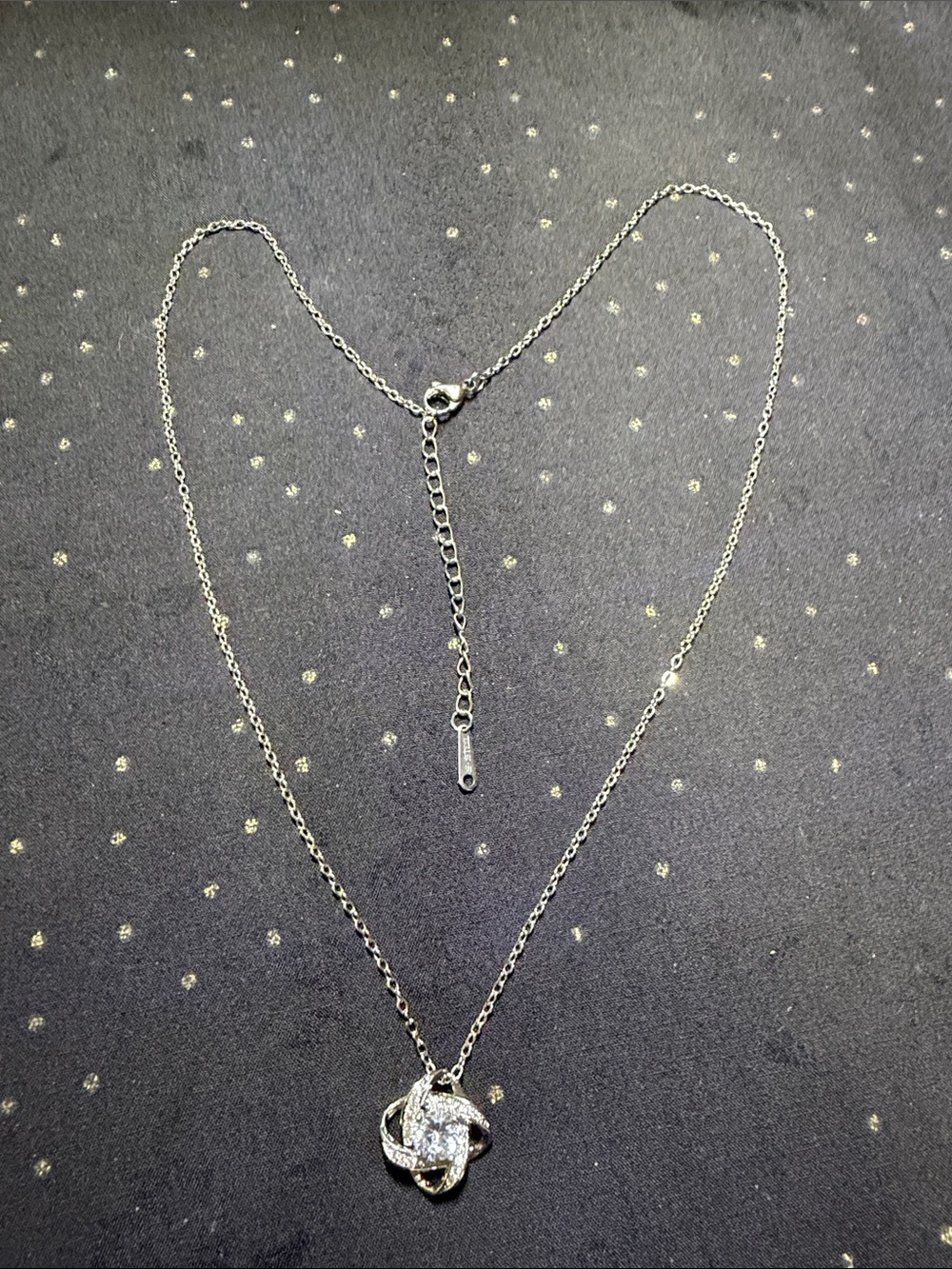 Silver Crystal Knot Pendant Necklace Stainless steel